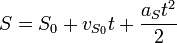 S=S_0+v_{S_0} t+ \frac {a_S t^2}{2}